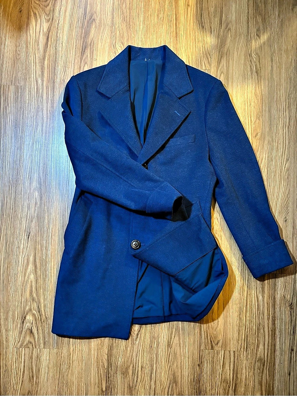 Blue Button-Front Blazer Like New